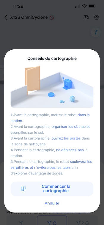 Cartographie du logement réalisée par le robot aspirateur X12S